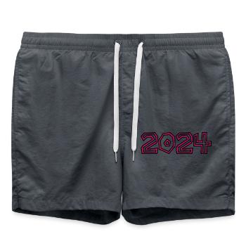 2024. YEAR. HAPPY NEW YEAR. NEW YEAR'S EVE - Swim Trunks - anthracite - Front - AI Model Male 185 light (185cm)