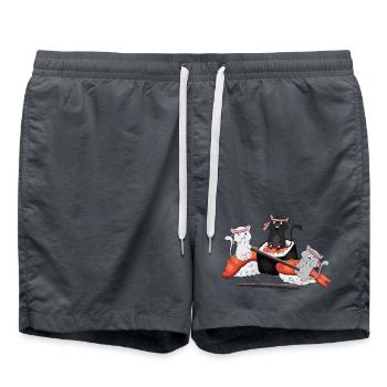 Chats kawaïens mangeant des sushis - Anime japonais mignon - Short de bain - charbon - Devant - AI Model Male 185 light (185cm)