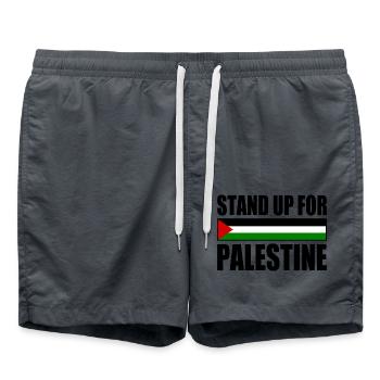 stand up for palestine - Short de bain - charbon - Devant - AI Model Male 185 light (185cm)
