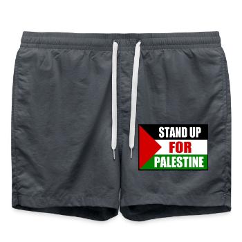 stand up for palestine - Short de bain - charbon - Devant - AI Model Male 185 light (185cm)