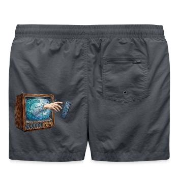 Surreale Ocean Wave Vintage-TV-Grafik | Ästhetik - Badeshorts - Anthrazit - Hinten