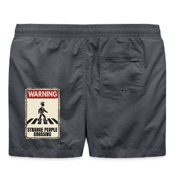WARNING - Strange People Crossing - Punker - Badeshorts - Anthrazit - Hinten