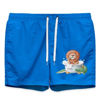 Netter Löwe in der Badewanne mit Krokodil - Badeshorts - Cobalt blue - Vorne