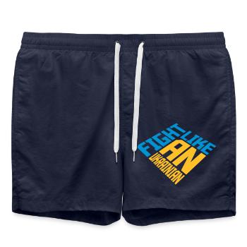 se battre comme citation des ukrainiens - Short de bain - bleu marine - Devant - AI Model Male 185 light (185cm)
