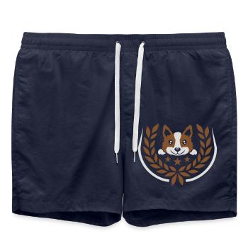 Emblem Lorbeerkranz Hund Design - Badeshorts - French Navy - Vorne - AI Model Male 185 light (185cm)