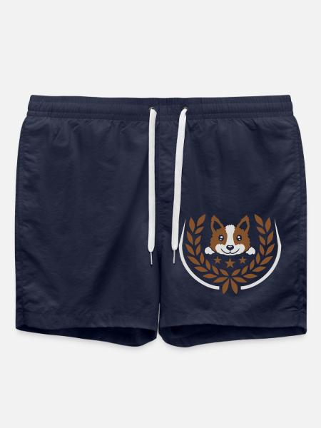 Emblem laurel wreath dog design - Swim Trunks - french navy
