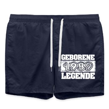 Geschenkidee 1989 - Badeshorts - French Navy - Vorne - AI Model Male 185 light (185cm)
