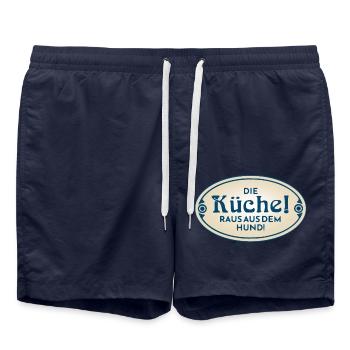 Küche Hund Küchenhund kochen Koch Köchin antik - Badeshorts - French Navy - Vorne - AI Model Male 185 light (185cm)