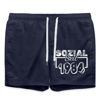 Social 1984 - Swim Trunks - french navy - Front - AI Model Male 185 light (185cm)