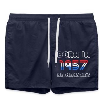 Pays-Bas 1957 - Short de bain - bleu marine - Devant - AI Model Male 185 light (185cm)