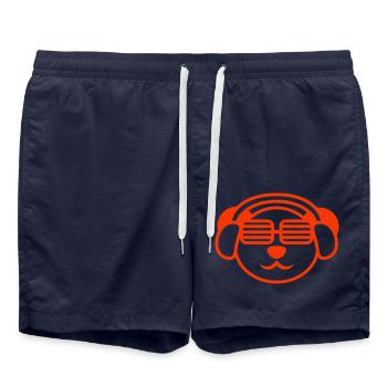 Pandabär DJ Panda Bär Hört Laute Musik Party Tier - Badeshorts - French Navy - Vorne - AI Model Male 185 light (185cm)