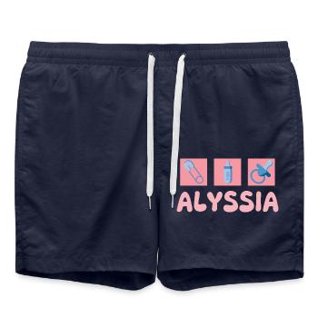 Geschenk für Alyssia - Badeshorts - French Navy - Vorne - AI Model Male 185 light (185cm)