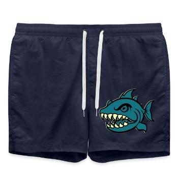 piranha comic fish - Badeshorts - French Navy - Vorne - AI Model Male 185 light (185cm)