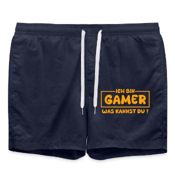 Gift for gamers - Swim Trunks - french navy - Front - AI Model Male 185 light (185cm)