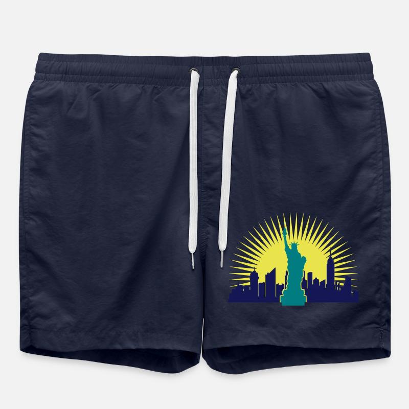Sonne Hochhäuser Freiheitsstatue - Badeshorts - French Navy
