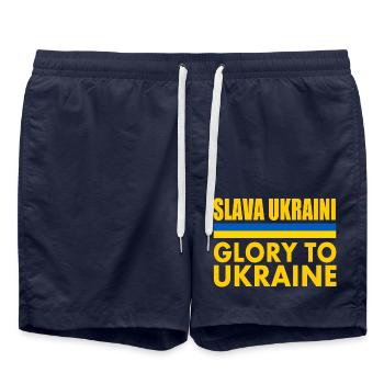 Slava ukraini - Badeshorts - French Navy - Vorne - AI Model Male 185 light (185cm)