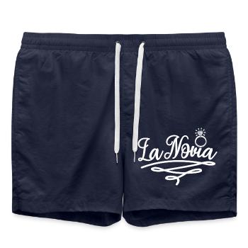 La Novia Girlfriend Engagement Wedding Gift - Swim Trunks - french navy - Front - AI Model Male 185 light (185cm)