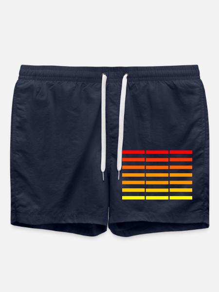 red-yellow bars - Swim Trunks - french navy