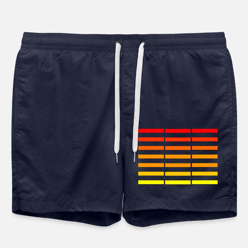red-yellow bars - Swim Trunks - french navy