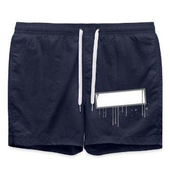 frame shield graffiti stamp drop border t - Swim Trunks - french navy - Front - AI Model Male 185 light (185cm)