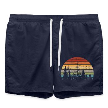 Retrocolor - Natur - Bäume - Wald - Vintage Logo - Badeshorts - French Navy - Vorne - AI Model Male 185 light (185cm)