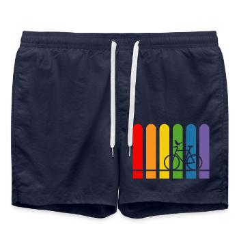 Vélo arc-en-ciel arrondi - Short de bain - bleu marine - Devant - AI Model Male 185 light (185cm)