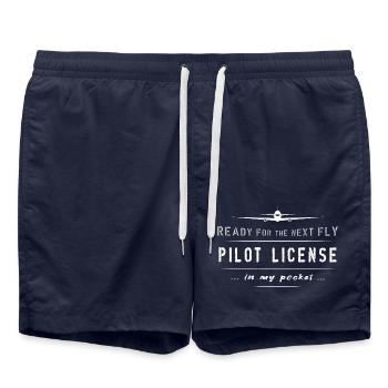 licence de pilote pilote majeur avion de vol - Short de bain - bleu marine - Devant - AI Model Male 185 light (185cm)