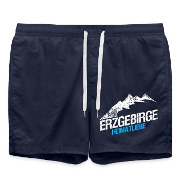 Erzgebirge Wandern Berg - Badeshorts - French Navy - Vorne - AI Model Male 185 light (185cm)