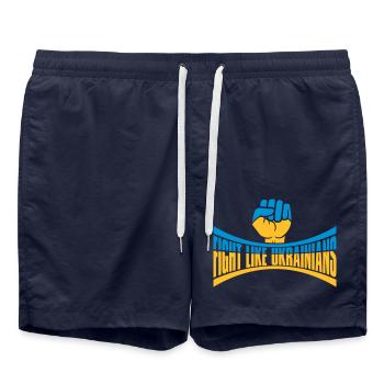 se battre comme citation des ukrainiens - Short de bain - bleu marine - Devant - AI Model Male 185 light (185cm)