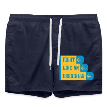se battre comme citation des ukrainiens - Short de bain - bleu marine - Devant - AI Model Male 185 light (185cm)