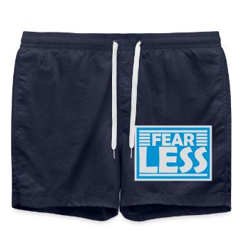 fearless Text Quote Design - Swim Trunks - french navy - Front - AI Model Male 185 light (185cm)