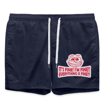 everything is fine Zitat - Badeshorts - French Navy - Vorne - AI Model Male 185 light (185cm)