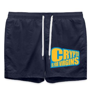 crypto is for virgins - Swim Trunks - french navy - Front - AI Model Male 185 light (185cm)