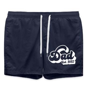 Dad Est. 2023, Dad To Be, Pregnancy Announcement - Swim Trunks - french navy - Front - AI Model Male 185 light (185cm)
