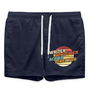 Filmmaker- Filmemacher-Action-Regisseur - Badeshorts - French Navy - Vorne - AI Model Male 185 light (185cm)