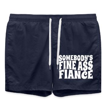 Jemandes feiner Verlobter, Bräutigam zu sein Verlobung - Badeshorts - French Navy - Vorne - AI Model Male 185 light (185cm)