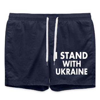 I stand with ukraine - Badeshorts - French Navy - Vorne - AI Model Male 185 light (185cm)