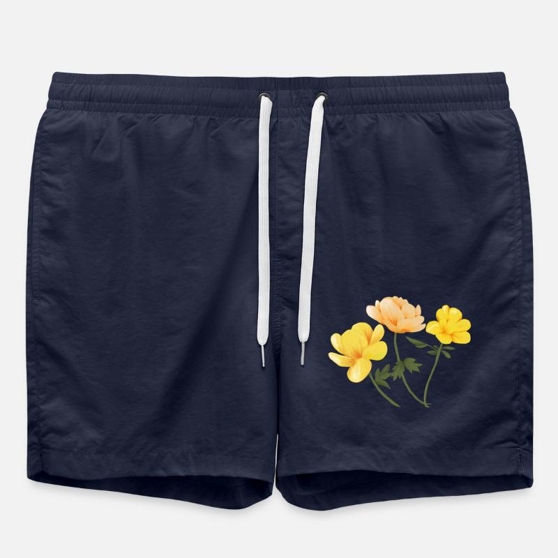 Flowers yellow - Badeshorts - French Navy