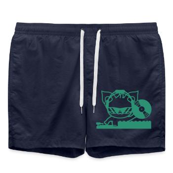 DJ Mixeur Chat Chaton Disque Vinyle Sweet Party - Short de bain - bleu marine - Devant - AI Model Male 185 light (185cm)