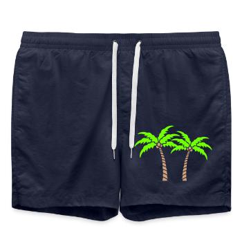 2 Palmiers Île Arbre Plage Vacances Mer de - Short de bain - bleu marine - Devant - AI Model Male 185 light (185cm)