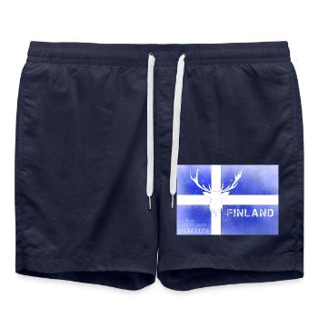 Finlande faune Finlande drapeau finlandais - Short de bain - bleu marine - Devant - AI Model Male 185 light (185cm)