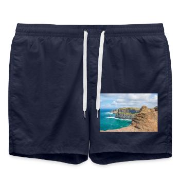 Clare Cliffs of Moher Ireland Poster - Swim Trunks - french navy - Front - AI Model Male 185 light (185cm)
