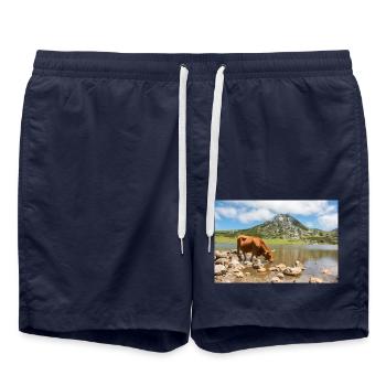 Kuh in den Bergen von Asturien - Badeshorts - French Navy - Vorne - AI Model Male 185 light (185cm)