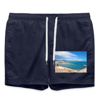 Plage à Antibes Côte d’Azur France Affiche - Short de bain - bleu marine - Devant - AI Model Male 185 light (185cm)