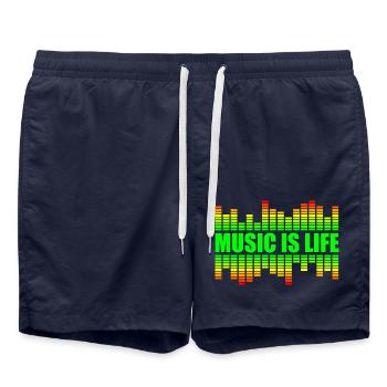 Music Is Life - La musique est la vie - Short de bain - bleu marine - Devant - AI Model Male 185 light (185cm)