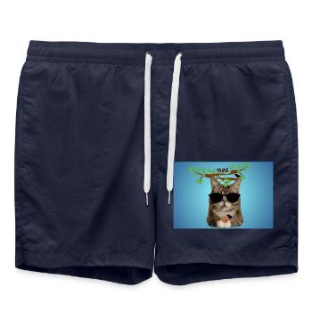 Lunch box cat break biscuit - Swim Trunks - french navy - Front - AI Model Male 185 light (185cm)