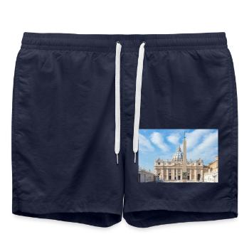 St. Peter's Square Rome Italy - Swim Trunks - french navy - Front - AI Model Male 185 light (185cm)