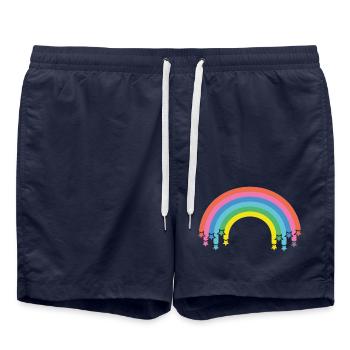 Arc-en-ciel avec étoiles - Short de bain - bleu marine - Devant - AI Model Male 185 light (185cm)
