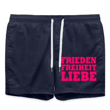 Frieden freiheit liebe - Badeshorts - French Navy - Vorne - AI Model Male 185 light (185cm)
