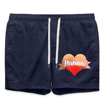 Hanna Herz Liebe Freundin Valentin Valentinstag - Badeshorts - French Navy - Vorne - AI Model Male 185 light (185cm)